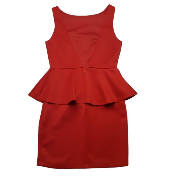 Forever 21 Dress Womens Juniors Small Red Peplum Short Sleeveless Ruffle Stretch - Picture 10 of 14